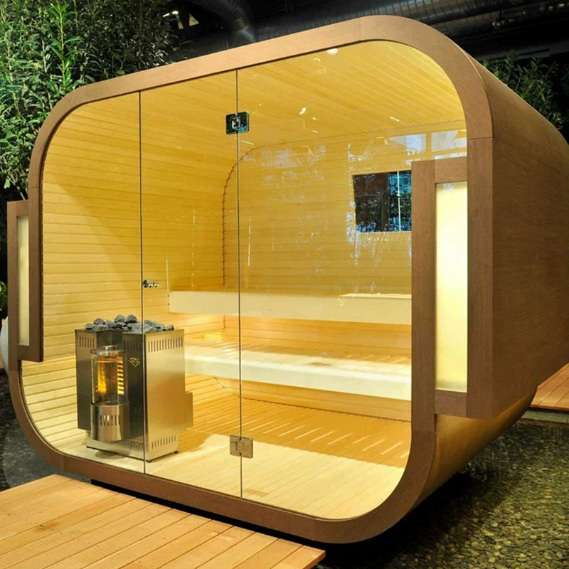 Phòng hấp cửa ngoài trời bằng sắt Cedar chống nước